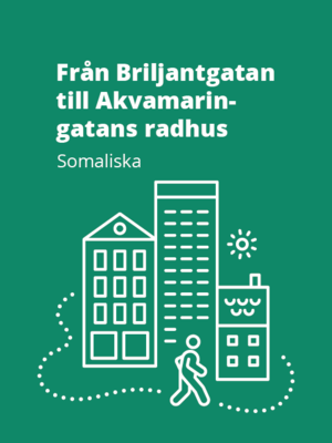 cover image of Från Briljantgatan till Akvamaringatans radhus - Ljudbok på somaliska